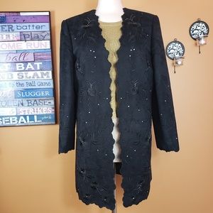 GOSPEL Coat Fern Faux Suede Embroidered Rhinestone